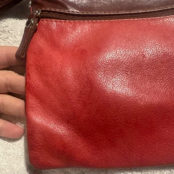 Florence leather cross body bag red brown read - Picture 5 of 15